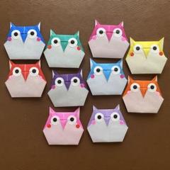 敬老の日　9月　フクロウ　折り紙　カラフル　10個セット　メダル　飾り　壁面飾り