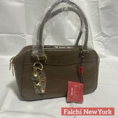 ファルチニューヨーク ショルダーバッグ クロコ型押し レザー 2wayブラウン