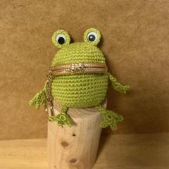 ✽ハンドメイド✽手編み がま口 あみぐるみ お猿さんメガネポーチ 虹カエルちゃん あみぐるみカエルちゃんがま口 （✽ハンドメイド✽手編み がま口