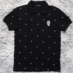 美品　SKULL WORKS シャツ　スカル　刺繍　ブラック　ヒョウ柄 Skull Works スカルワークス 20%OFF SALE!! 黒達磨スカルT