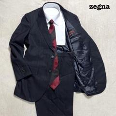 zegna mitsumine ネイビー　ストライプ　AB4 1タック セット