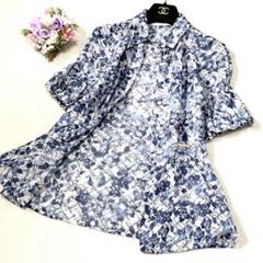★未使用級　マックスマーラ　シャツ★肌優しい綿&絹♡ギャザー袖❤︎ロゴ　花　S M
