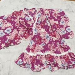 なつまつり 浴衣ドレス スカート ピンク 蝶々 姫ギャル 女の子 花柄
