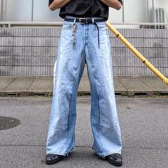 メイプル様【新品】DISCOVERED◎リメイクスーツデニムワイドパンツ 異素材 メイプル様【新品】DISCOVERED◎リメイクスーツデニムワイド