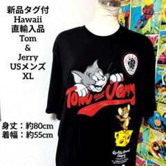 新品タグ付 日本未発売 トムとジェリー メンズTシャツ ブラック USサイズXL