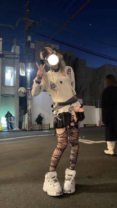 00s ギャル 変形ドレープ ギミック デカロゴ ネオグランジ ニットセーター 00s ギャル 変形ドレープ ギミック デカロゴ ネオグランジ