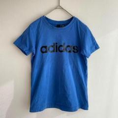 アディダス 130 Tシャツ 半袖 ビッグロゴ プリント ブルー スポーツ