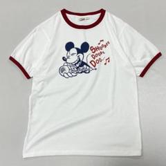 希少 90s Disney ミッキー リンガーtシャツ シングルステッチ y2k