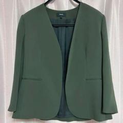 Theory リネン混　ジャケット ノーカラー カーキ　4 ワンボタン 長袖 2025年最新】theory 季節感：夏 レディース ノーカラー