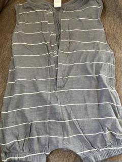 H&M グレーと白のストライプオールインワン