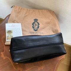 フィレンツェ　本革　化粧ポーチ　黒　 大容量　made in ITALY フィレンツェ本革化粧ポーチ黒 大容量made in ITALY