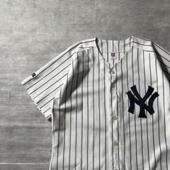 ニューヨークヤンキース ベースボールシャツ　USA製 ラッセル　ジーター1桁L位