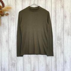 【UNIQLO】リブハイネックTシャツ(M) 長袖 ロンT 定番 カジュアル