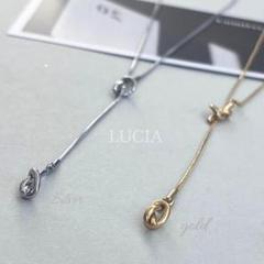 人気　ノットチェーンロングネックレス　シルバー サージカルステンレス　結び目