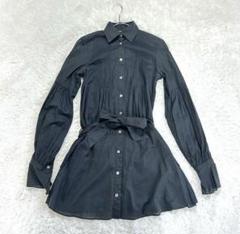 AKIKOOGAWA シャツワンピース　ピンタック　後ろ見頃ティアード　ベルト付