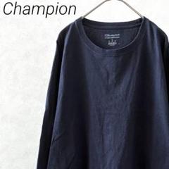 Champion Tシャツ 長袖 クルーネック 袖ロゴ刺繍 シンプル 大きめ