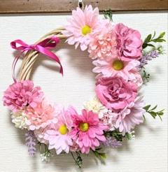 ❤値下げ❤3.可愛いピンクの華やかリース❤玄関リース　インテリア　造花