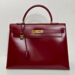 エルメス❣️ケリーバッグ用❣️ボックス！美品 ケリー28 内縫い ブラック/ゴールド金具 ボックスカーフ HERMES