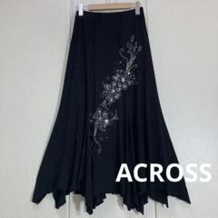 美品 ACROSS 社交ダンス衣装 ラインストーン 花柄 フレア