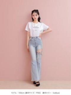パンツ Ribbon bleach flare denim M me eme Ribbon bleach flare denim M me eme - メルカリ
