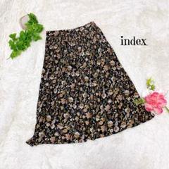インデックス フレア プリーツスカート 花柄 ウエストゴム【L】ka896