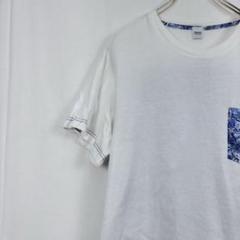美品✨ タケオキクチ ホワイト コットン Tシャツ 総柄 ホワイト 切り返し