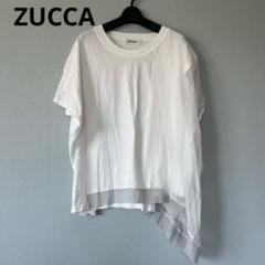ZUCCa シフォンドッキングトップス アシンメトリー M ズッカ　日本製