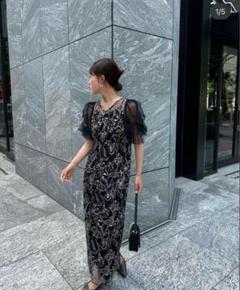 Fluffy sleeve pencil dress ブラックM