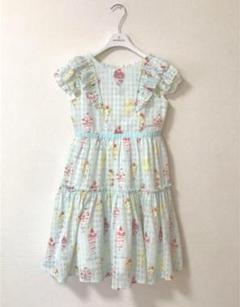 メゾピアノ♡パフェ柄シフォンワンピース♡130♡ミントグリーン