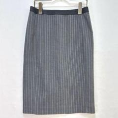 美品♡ユニクロ　ペンシルスカート　タイト　グレー　ストライプ　膝丈　ウエストゴム