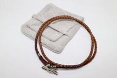 GUCCI レザーブレスレット ネックレス 2way ブラウン シルバー925 GUCCI レザーブレスレット ネックレス 2way ブラウン シルバー