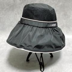 帽子 つば広 日よけ ハット 紫外線対策 折り畳み ソフトワイヤー あご紐 黒