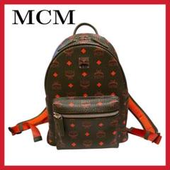 MCM エムシーエム バックパック ヴィセトス PVC×レザー カーキ オレンジ