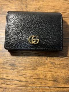 GG ブラック レザー 二つ折り財布 GUCCI 黒 レザー2つ折り財布 GGパター ングッチ