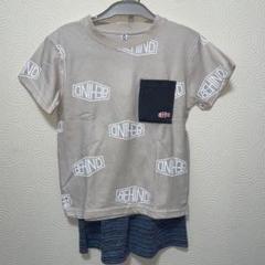 最安値❣️新品　ベージュプリントTシャツと紺色パンツセット