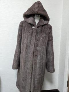 専用 毛皮 肉厚 リアルファー ミンクコート ブルーアイリス Fサイズ 036 ミンク 毛皮 フード付 ブルーアイリスカラー ロングコート