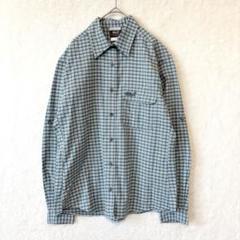 【M】Jack Wolfskin♦︎長袖シャツ チェック柄 ロゴ刺繍 緑 919
