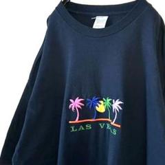 アルスタイル ラスベガス ヤシの木 刺繍 Tシャツ 2XL ネイビー 古着