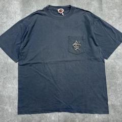 ハーレーダビッドソン Tシャツ ポケット 00s USA製 黒系 XL フェード