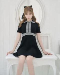 ミシェルマカロン MichellMacaron チェックニットフレアワンピース michellMacaron - 【新品・近日処分】ミシェルマカロン チェック