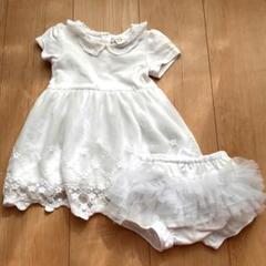H&M 刺繍入りホワイトワンピースセット　4〜6M