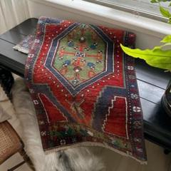 シックオレンジ✳︎82×82ダイナミックフラワー　ラウンド　トルコヴィンテージラグ Antiques&Crafts880