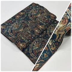 ZZ-085 名古屋帯 名古屋仕立て 正絹 更紗 20%OFFセール 名古屋帯 正絹 龍美工房 仕立て付き 猫柄 葵 更紗