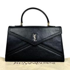 【美品】イヴサンローラン　ハンドバッグ　YSL　裏地総柄　レザー　ブラック