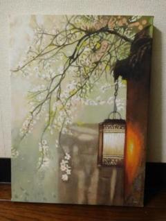 メルカリ 絵画　絵　額付 (白) 油絵　F4-080711　風景（春 満開の桜） 油絵 油彩 油彩画 絵 絵画【富士芝桜まつり】 - メルカリ
