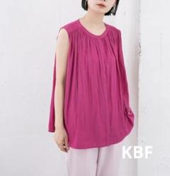 KBF ノースリーブギャザーブラウス　ピンク　パープル