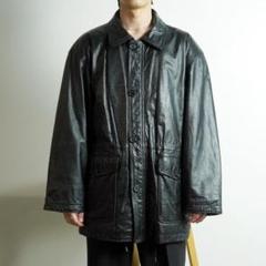 vintage レザージャケット ドローコード 牛革 ブラック/GW94