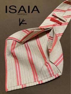 ISAIA／イザイア／セッテピエゲ／レジメンタル／ベージュ／サーモンピンク／伊製のサムネイル