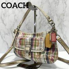 COACH チェック 2way ショルダーバッグ ピンク