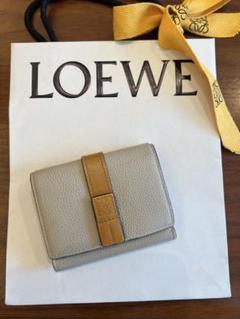 【LOEWE】グレージュ レザー 三つ折り財布